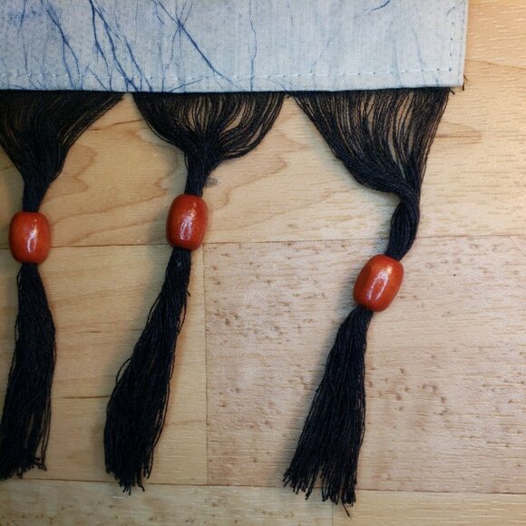 Vintage Batik Wall Hanging Pair Tapestry Bouyei Folk Art Tibetan Handmade Beaded - Picture 4 of 8